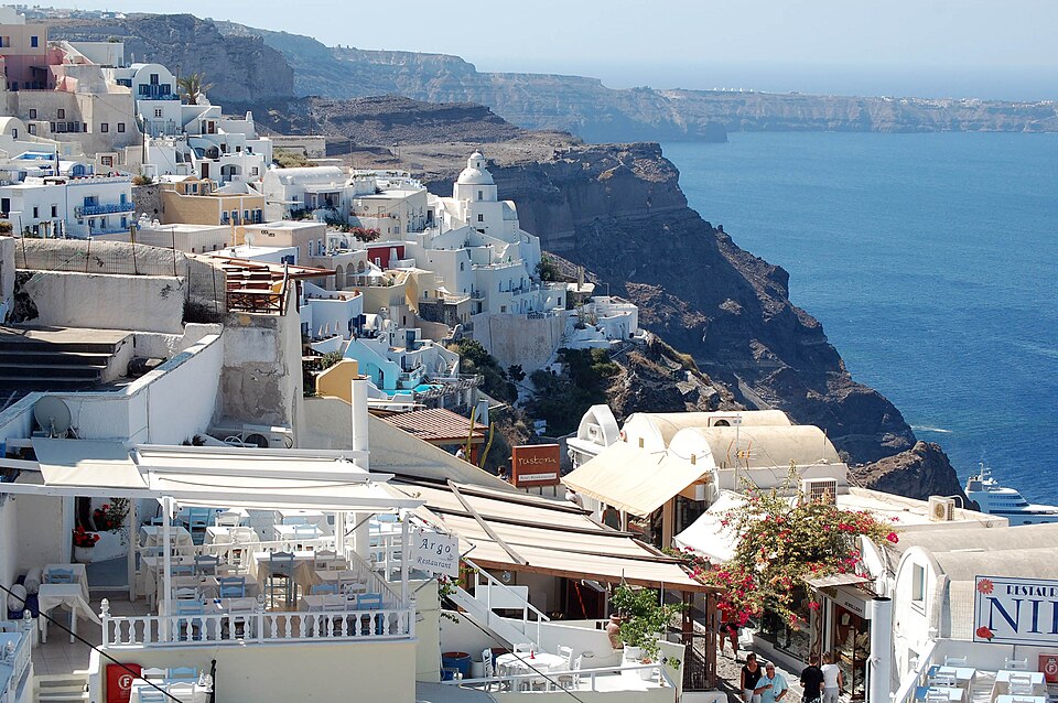Santorini villages above the Aegean Sea